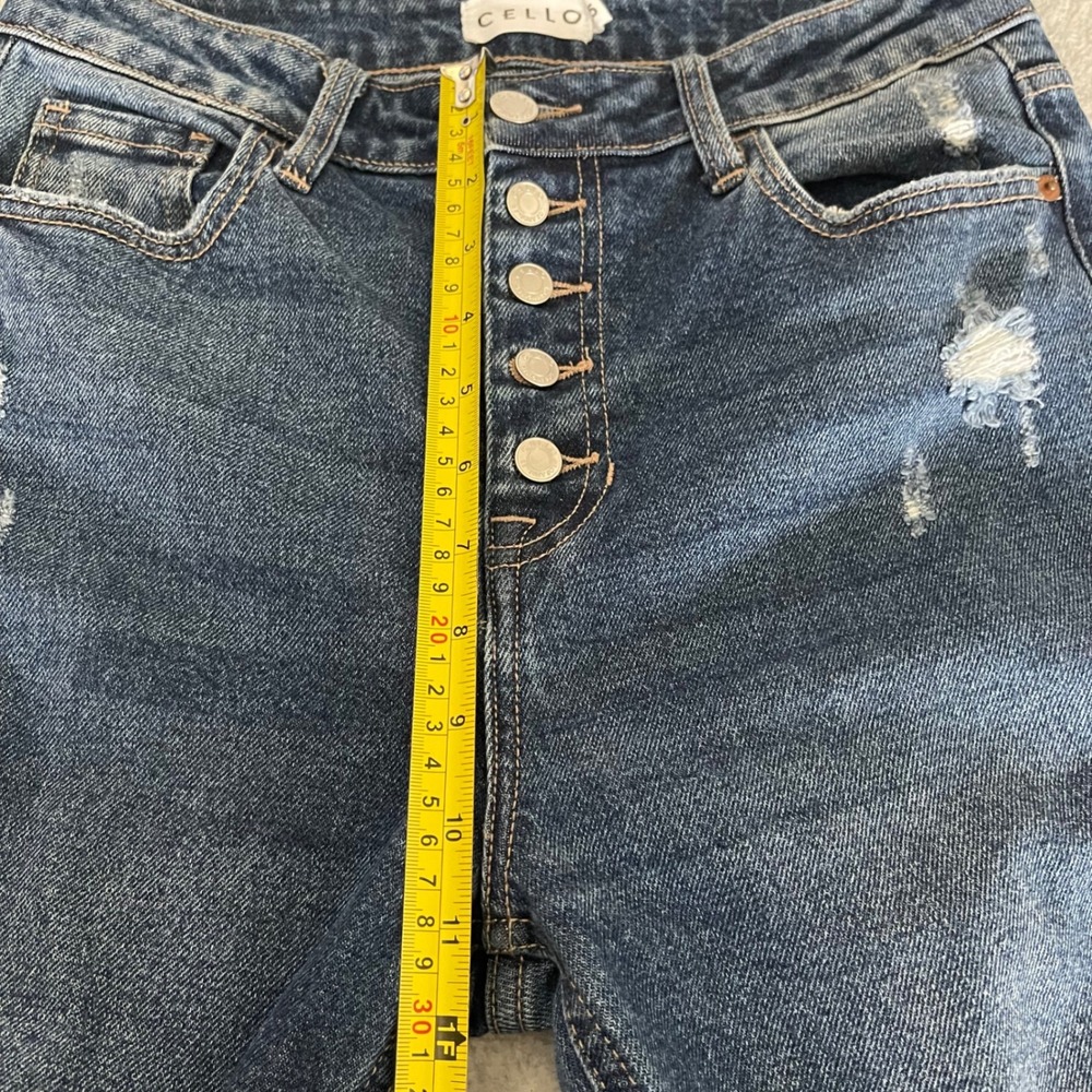 Cello Flare Jeans Size 5 Distressed‎ Knee High Rise Button Fly Y2K Western Style - Picture 7 of 13